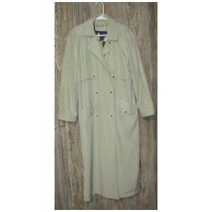 BraeFair Vtg 80s 90s Womens Trench Coat Jacket Size 8 light green Lined Vented